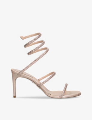 RENE CAOVILLA: Cleo 80 crystal-embellished leather heeled sandals