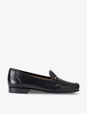 Shop Carvela Comfort Marina Chain-embellished Flat Leather Loafers In Black