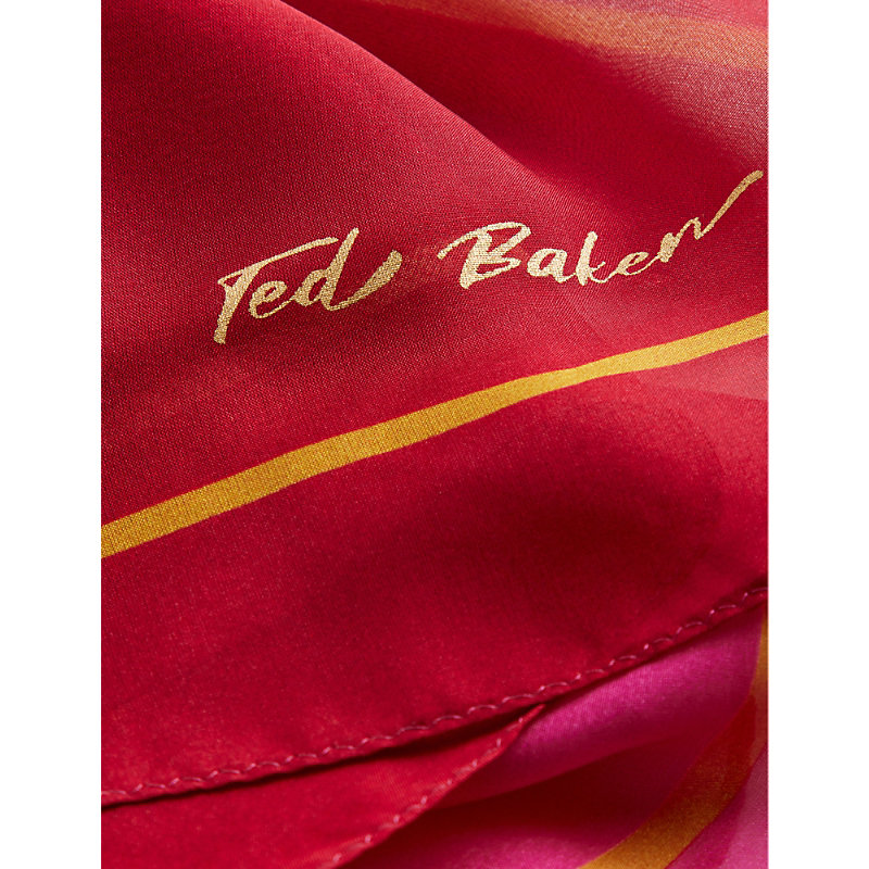 Shop Ted Baker Daavina Logo-print Silk Scarf In Red