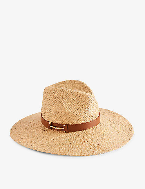 TED BAKER: Hariets leather-trim straw hat