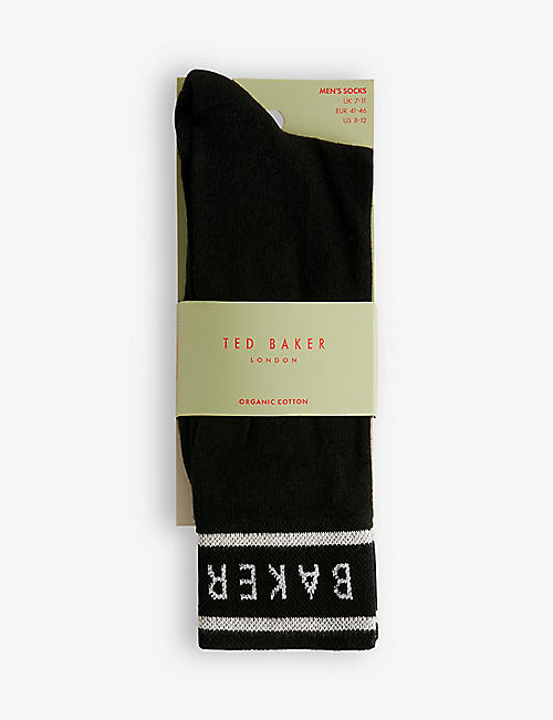 TED BAKER: Sokkbbb logo-pattern stretch-knit socks