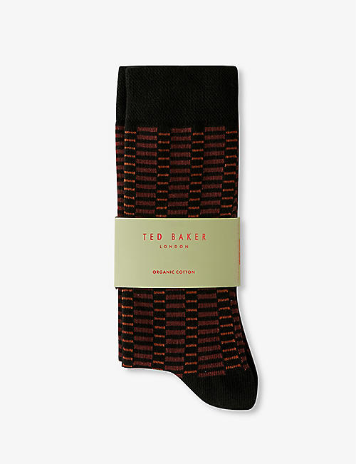 TED BAKER: Sokkone crew-length patterned stretch-cotton socks