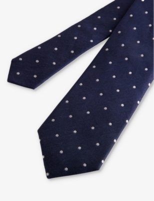 Shop Ted Baker Men's Vy Aloysis Spot-print Silk Tie In Navy