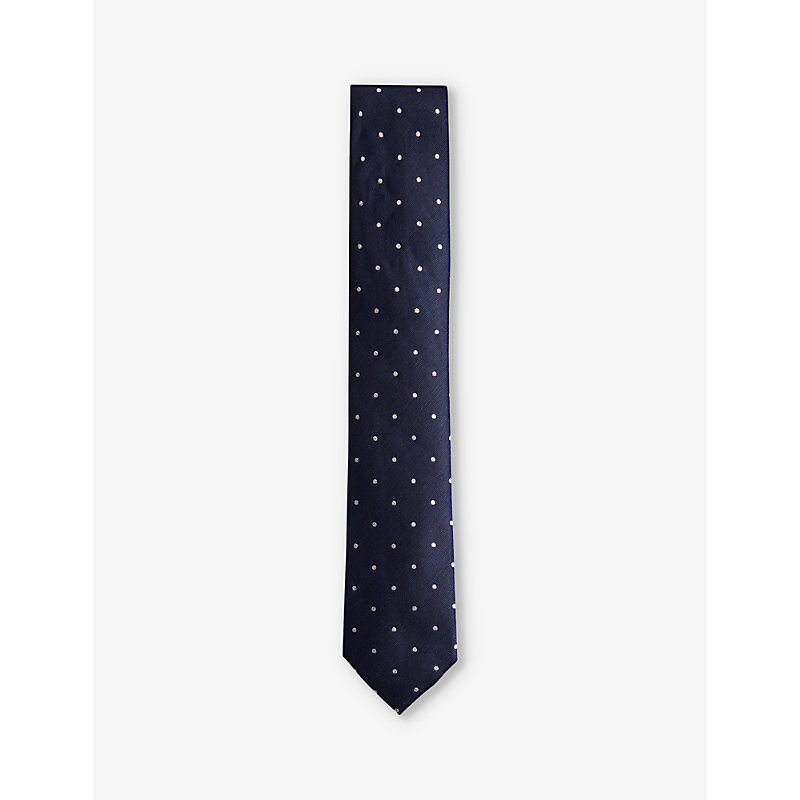 Ted Baker Mens Navy Aloysis Spot-print Silk Tie In Blue