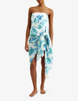 Shop Ted Baker Women's White Timera Graphic-print Cotton Sarong