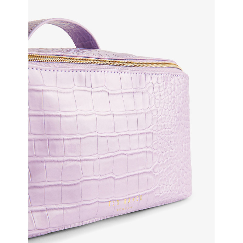 Shop Ted Baker Haanas Croc-texture Faux Patent-leather Washbag In Lilac