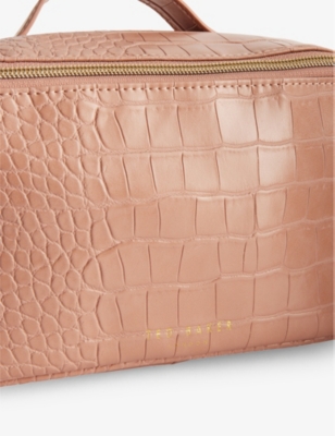 Shop Ted Baker Women's Pl-pink Haanas Croc-texture Faux Patent-leather Washbag