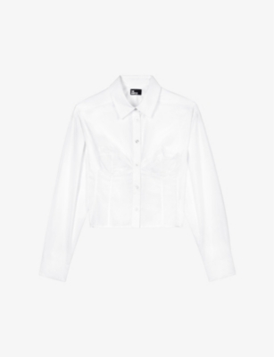 The Kooples Womens White Corset-style Collar Cotton Shirt