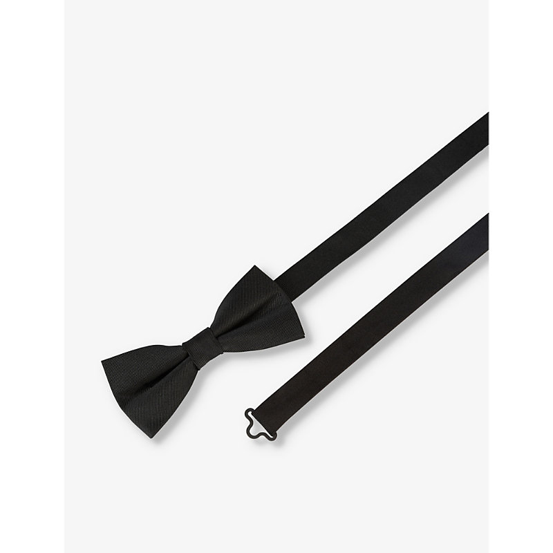 Shop The Kooples Black Adjustable Silk Bow Tie