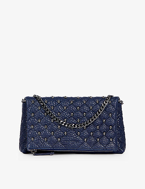 THE KOOPLES: Skull-embellished quilted small leather clutch bag