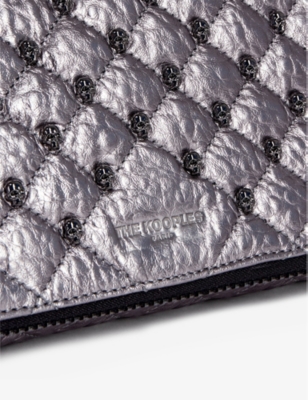THE KOOPLES: Skull-embellished quilted small metallic-leather clutch bag