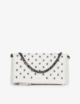 THE KOOPLES: Skull-embellished quilted small leather clutch bag