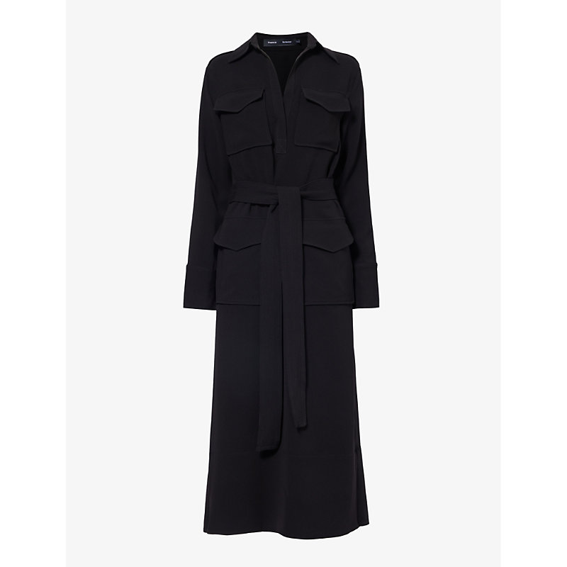 Shop Proenza Schouler Womens Black Vanessa Belted Woven Maxi Dress