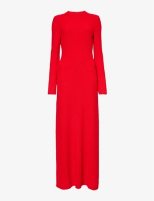 Shop Proenza Schouler Lara Cut-out Woven-blend Maxi Dress In Red