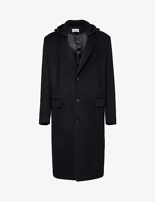 LOEWE: Single-breasted hooded wool and cashmere-blend coat