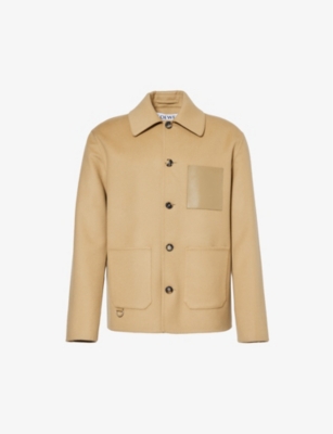 LOEWE: Workwear brand-patch wool and cashmere-blend jacket