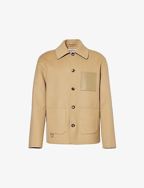 LOEWE: Workwear brand-patch wool and cashmere-blend jacket