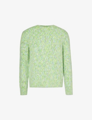 Loewe Intarsia-pattern Relaxed-fit Knitted Jumper In Blue Green White