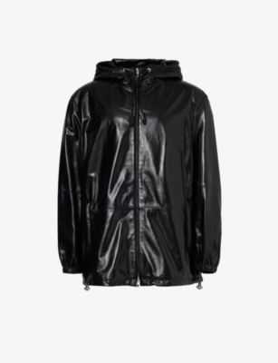 Loewe Mens Black Brand-debossed Relaxed-fit Hooded Leather Jacket