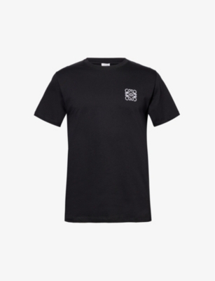 Loewe Mens Black Anagram Brand-embroidered Cotton-Jersey T-Shirt M