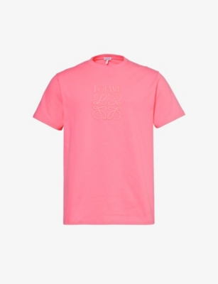 Shop Loewe Anagram-embroidered Relaxed-fit Cotton-jersey T-shirt In Candy