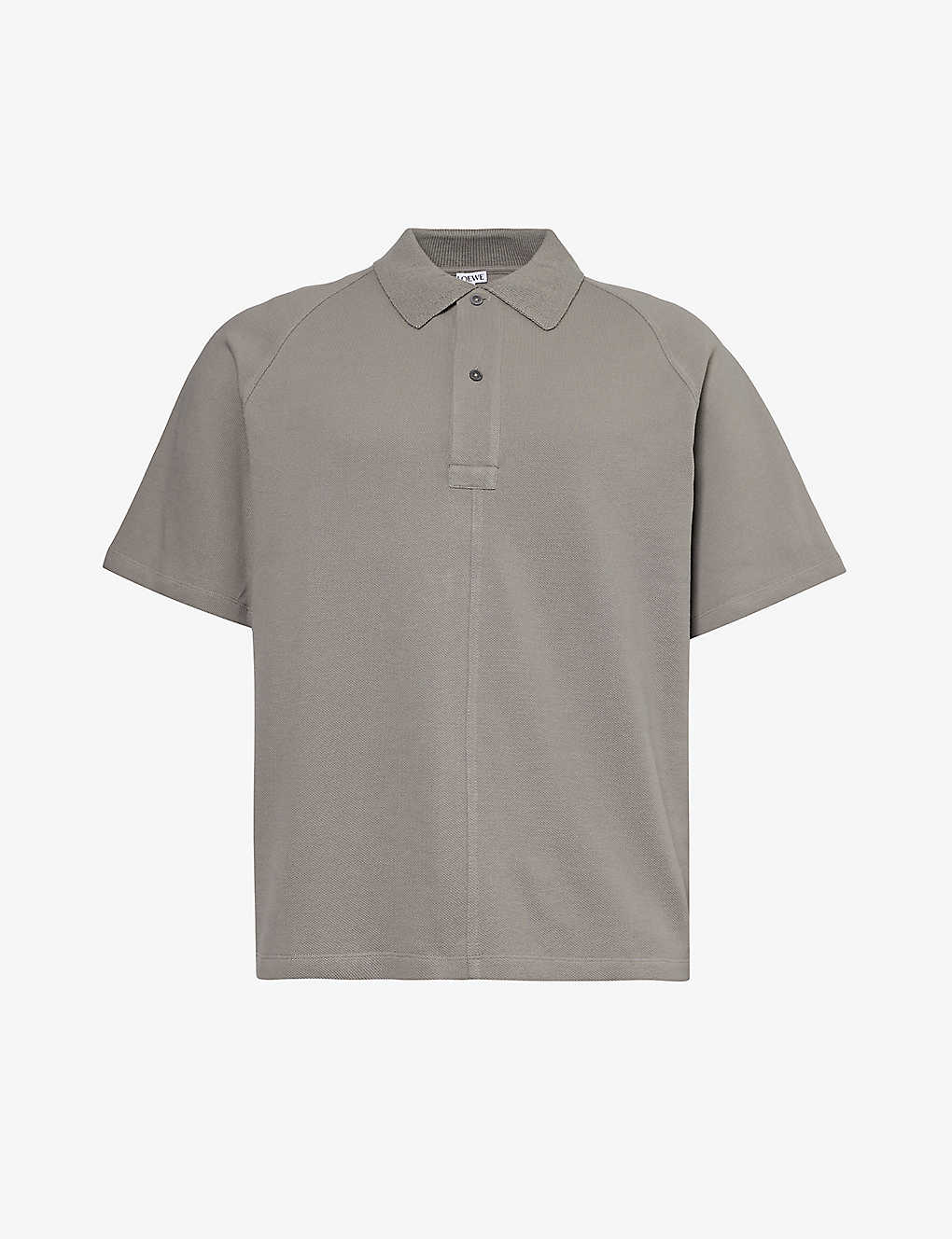 Shop Loewe Men's Dark Grey Logo-embroidered Cotton Polo Shirt