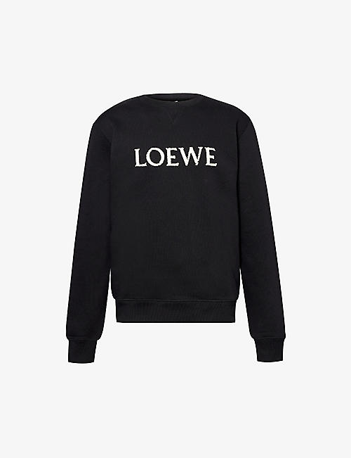 LOEWE: Crewneck brand-embroidered cotton-jersey sweatshirt