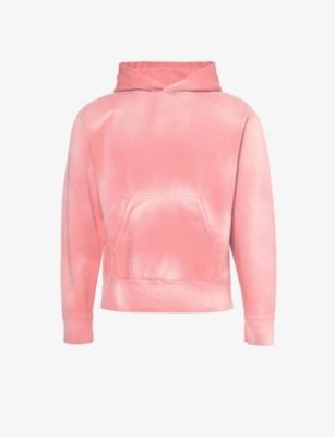 Shop Loewe Men's Washed Pink Faded-wash Brand-embroidered Cotton-jersey Hoody