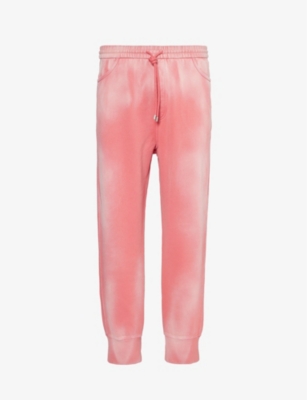 Shop Loewe Men's Washed Pink Faded-wash Brand-embroidered Cotton-jersey Jogging Bottoms