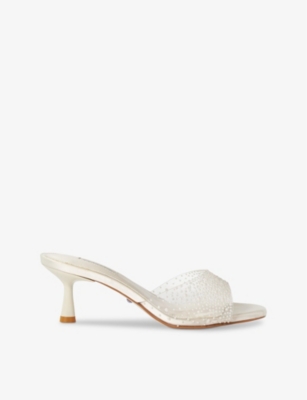 Dune Womens Ivory-synthetic Bridal Moonlit Mesh Heeled Mules In White