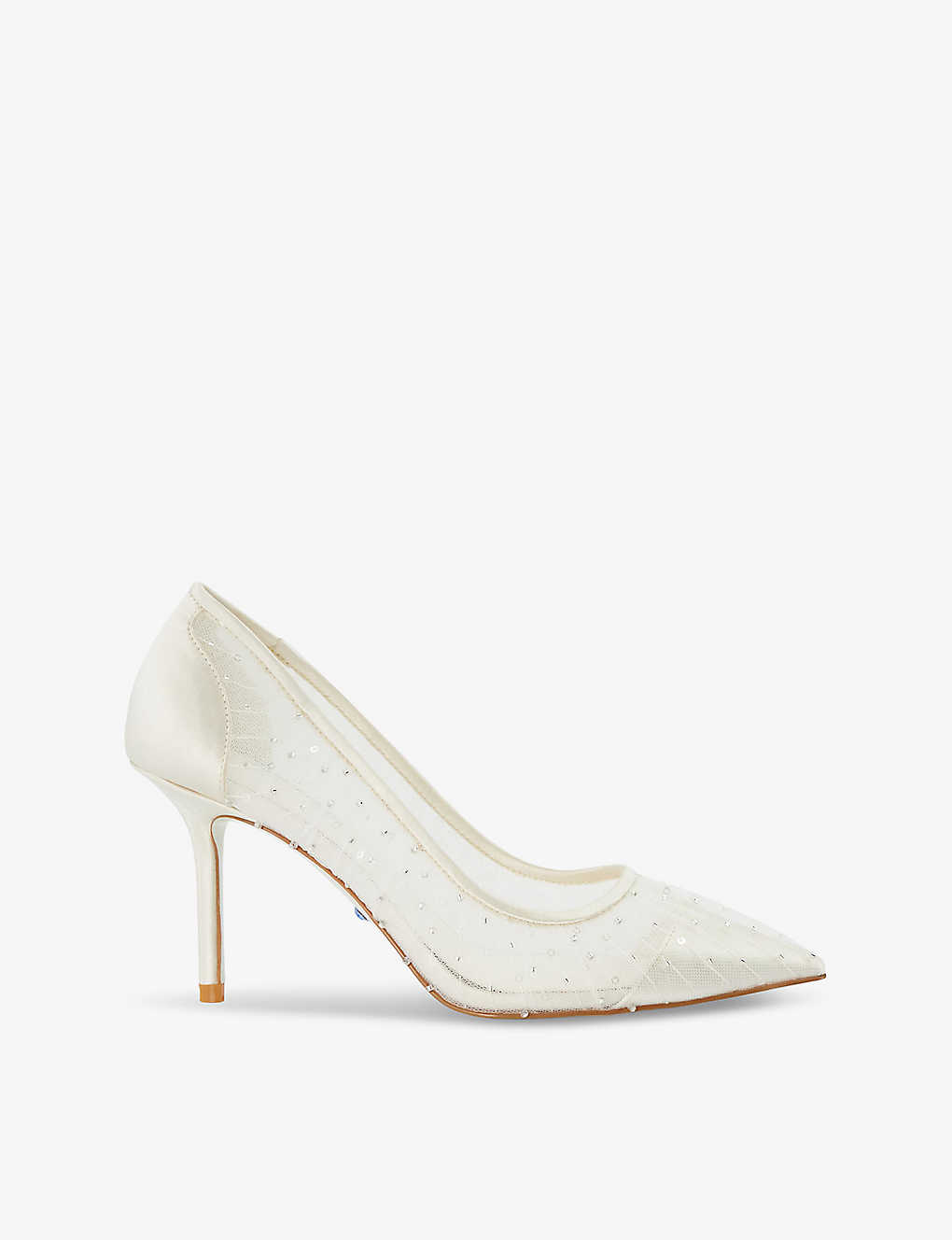 Dune Womens Ivory-synthetic Bridal Bespoke Sequin-embellished Mesh Heeled Courts In White