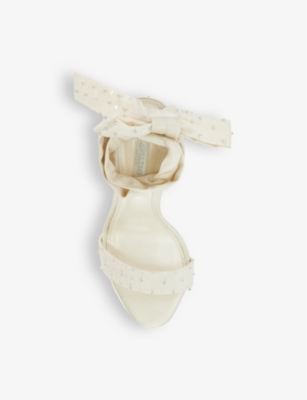 DUNE: Melodies crystal-embellished tie-strap satin heeled sandals
