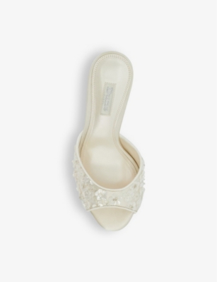 Dune Womens Ivory-synthetic Bridal Minimoon Woven Heeled Mules In White