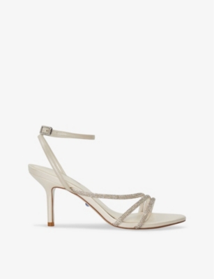 Dune Womens Ivory-leather Bridal Midsummers Leather Heeled Sandals In White