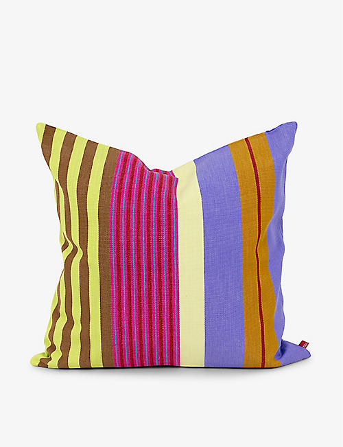 A WORLD OF CRAFT BY AFROART: Triana square-shape striped cotton cushion 50cm x 50cm