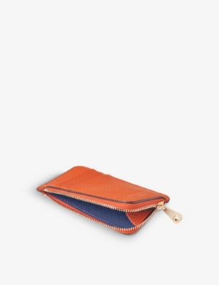 Shop Aspinal Of London Orange Zipped Small Leather Coin Purse