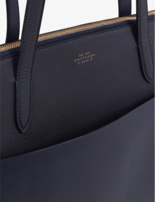SMYTHSON: East West cross-grain leather tote bag