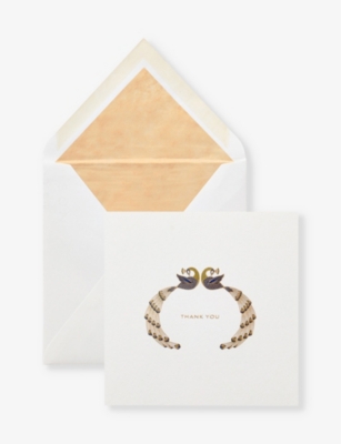 SMYTHSON: Thank You Peacock greetings cards pack of 10