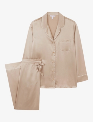 THE WHITE COMPANY Relaxed fit piped silk pyjamas Selfridges