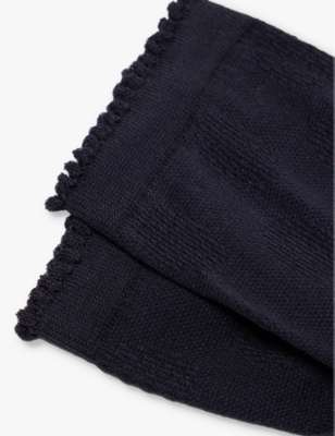 Shop Falke Women's 6370 Dark Vy Bold Dot Organic Cotton-blend Socks In 6370 Dark Navy