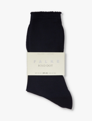 Falke Womens 6370 Dark Navy Bold Dot Organic Cotton-blend Socks