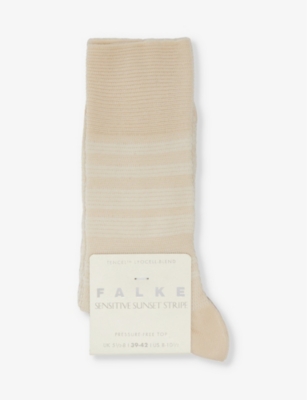 Falke Womens 2050 Creme Sensitive Sunset Stripe Knitted Socks