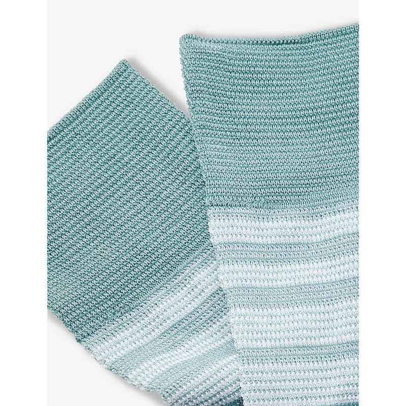 Shop Falke Sensitive Sunset Stripe Knitted Socks In 7862 Light Jade