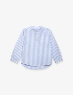 TROTTERS: Oscar Stripe-Print Cotton and Linen Shirt 2-11 Years