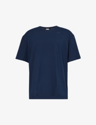 Shop Gymshark Men's Navy Power Logo-print Stretch-cotton T-shirt