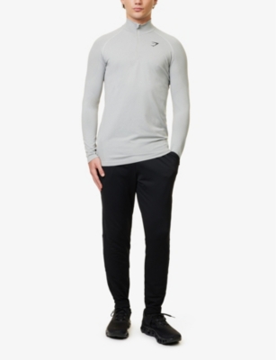 Gymshark Mens Light Grey Vital Seamless 1/4 Zip Stretch-woven Top Xs In Light Grey
