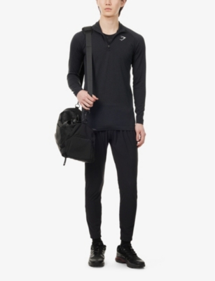 Shop Gymshark Men's Black Vital Seamless Logo-print Half-zip Woven Top