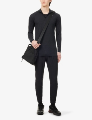 Gymshark Mens Black Studio Logo-print Stretch-woven Trousers In Black