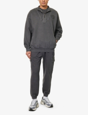 Shop Gymshark Men's Black/pigment Dye Premium Legacy Cargo Cotton-jersey Jogging Bottoms