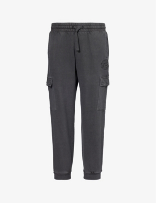 Gymshark Premium Legacy Cargo Cotton-jersey Jogging Bottoms In Black/pigment Dye